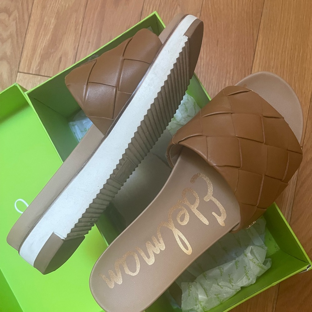 Sam Edelman Tan Woven Slide Sandals - Picture 2 of 8
